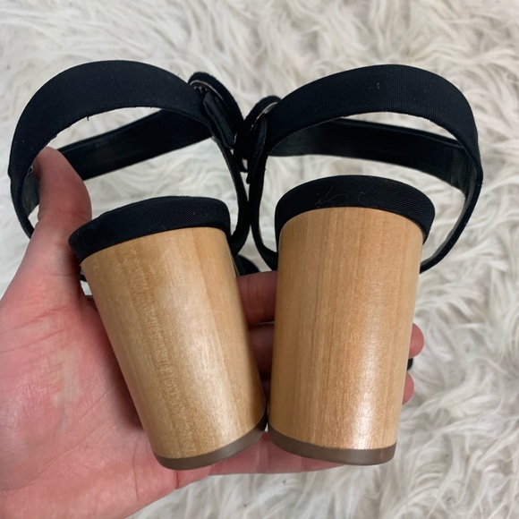 DÔEN Agnes Heel Black Tan Strappy Wood Mary Jane - Picture 7 of 8